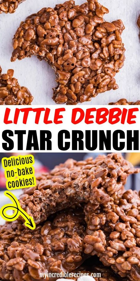 How to Make Little Debbie Star Crunch Taste Of Home Desserts, Homemade Little Debbie Snacks, Star Crunch Cookies, Chocolate Smores Cookies, Copycat Cookies, Star Crunch, Chocolate Rice Krispies, Crunch Cookies, Debbie Snacks