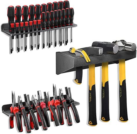 AmazonSmile: Screwdriver Organizer，Metal Screwdriver Organizers, Hammer Rack，Pliers Organizer, Wall Mounted Tool Organizers for Workshop，Set of 3 Tool Holder Organizer for Workbench : Everything Else Workbench Tools, Hammer Rack, Flat Organization, Workbench Organization, Tool Rack, Tool Box Storage, Tool Organizers, Space Saver, Wooden Cabinets