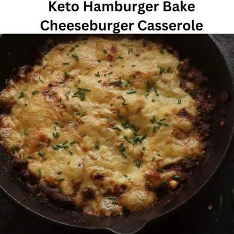 Keto Hamburger Bake Cheeseburger Casserole - EASY KETO RECIPES Low Carb Hamburger Casserole, Hamburger Bake, Keto Cheeseburger Casserole, Low Carb Cheeseburger Casserole, Keto Hamburger, Cheeseburger Casserole Recipe, Keto Cheeseburger, Macaroni Casserole, Keto Meat