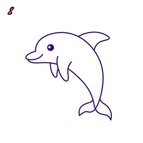 How to Draw a Dolphin: Easy Step-by-Step Dolphin Drawing [With Video] Cute Easy Dolphin Drawings, Dolphin Simple Drawing, Marine Animal Drawings Easy, Dolphin Outline Drawing, Dolphin Pencil Drawing, Easy Drawings Sea Animals, Dolphin Drawing Pencil, Dolfin Drawings Easy, Easy Dolphin Painting