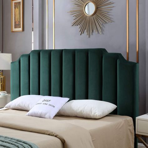 Cal King Headboard, Green Headboard, California King Headboard, Bed Headboard Design, Cal King Bedding, Velvet Headboard, Bed Modern, غرفة ملابس, Bed Furniture Design