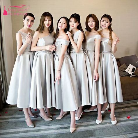 Dress Bridesmaid Brokat, Bridesmaid Brokat, Wedding Dresses For Maids, Wedding Guest Gown, Silver Bridesmaid Dresses, Bridesmaid Satin, Wedding Guest Gowns, Silver Bridesmaid, Simple Bridesmaid Dresses