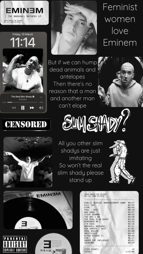 Eminem. The Real Slim Shady. Collage Eminem Drawing, Real Slim Shady, Eminem Poster, The Marshall Mathers Lp, Eminem Memes, Marshall Eminem, Eminem Lyrics, Eminem Music, Feminist Women