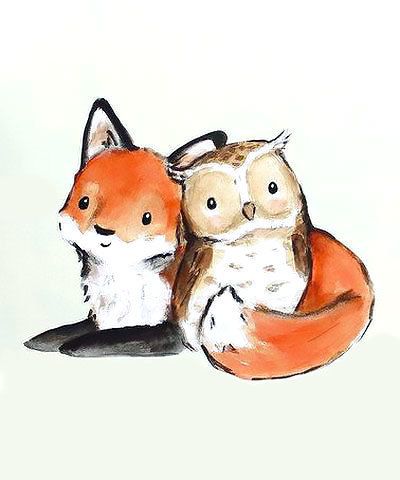 30 Amazing Owl Tattoo Designs and Drawings - Cute Little Fox and Owl Art Fox, Owl Tattoo Design, Art Mignon, Owl Tattoo, Art Et Illustration, Fox Art, Arte Animal, Art And Illustration, Fantasy Illustration