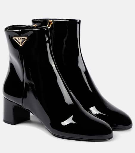 Patent leather ankle boots  in black - Prada | Mytheresa Bridal Bag, Classic Bags, Evening Shoes, Summer Accessories, Spring Shoes, Bridal Shoes, Black Ankle Boots, Leather Ankle Boots, Over The Knee Boots