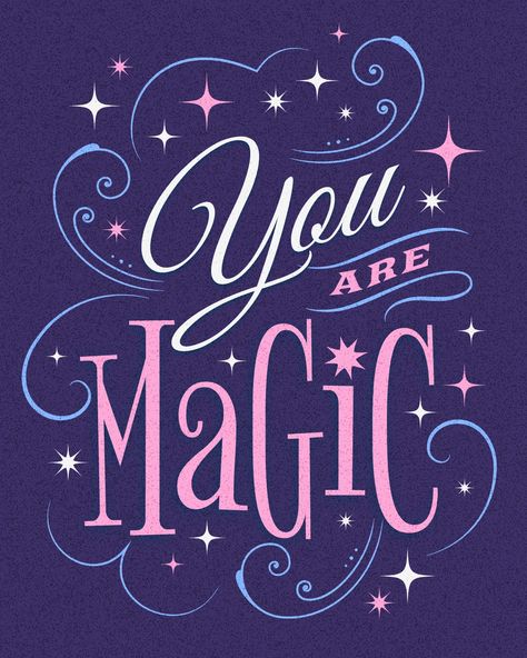 Beautiful magic lettering by @a.n.creative made in Kittl. You can customize this design and thousands of others by signing up at the link in our bio! 😎 Magic Typography Design, Magic Typography, Different Lettering, Hand Lettering Worksheet, Creative Typography Design, Learn Hand Lettering, Jean Photography, Magic Quotes, Hand Lettering Inspiration