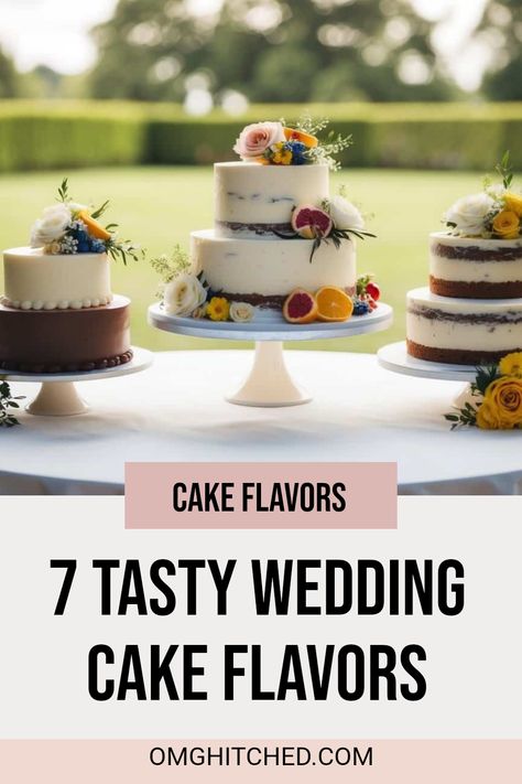 Are you planning your wedding and wondering what cake to serve? Check out these 7 tasty wedding cake flavors that will make your big day extra special! From classic chocolate to fruity lemon, there's something for everyone. Each flavor is super yummy and will keep your guests coming back for more! Learn how these delightful options can surprise your taste buds and help you create unforgettable memories at your celebration. Save this pin if you want to follow our Wedding Cake journey! You're going to love every bite! Wedding Cake Flavours And Fillings, Spring Wedding Cake Flavors, Cake Flavors And Fillings Combinations, Wedding Cake Flavors And Fillings, Best Wedding Cake Flavors, Wedding Cake Flavours, Cake Flavors And Fillings, Raspberry Wedding, Cake Flavours