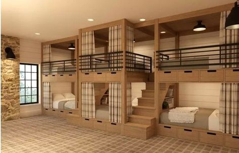 Bunk Room Ideas, Korean Bedroom, Bunk Bed Rooms, Bunk Beds Built In, Built In Bunks, Bunk Rooms, Bunk Bed Designs, Bunk Room, Dream House Rooms