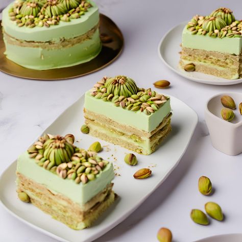 Dacquoise Cake Recipe Pistachio Dacquoise, Dacquoise Recipe, Dacquoise Cake, Julep Recipe, Pistachio Recipes, Family Snacks, Man Cooking, Unique Desserts, Bread Appetizers