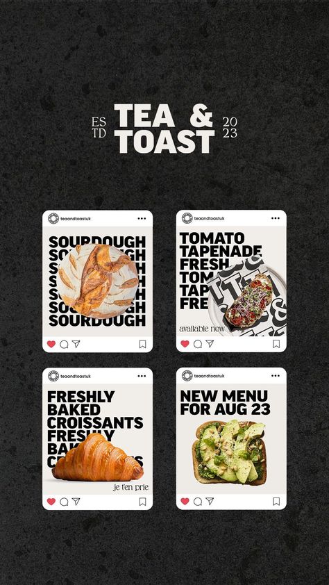 Coffee shop graphic design social media Toast Graphic Design, Coffee Shop Social Media Design, Coffee Ideas Design, Coffee Shop Branding Design, Coffee Shop Instagram Feed, Coffee Shop Graphic Design, Coffee Social Media Design, Tea Branding Design, Logo Coffee Design