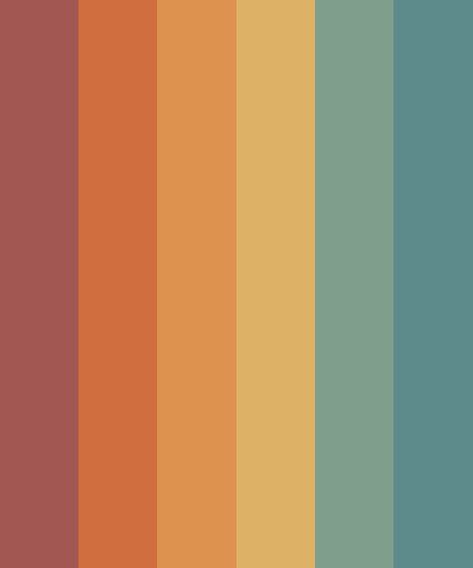 Collor Pallete Autumn, Colour Palette With Orange, Color Palette 7 Colors, 7 Color Palette, Color Palette Vintage, Teal Color Scheme, Dull Orange, Vintage Color Palette, Teal Color Palette