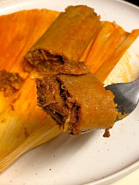 Pork Tamales Instant Pot, Red Tamale Sauce Recipe, Spicy Pork Tamales Recipe, Best Pork Tamales Recipe Authentic, Green Chili Pork Tamales Recipes, Red Sauce For Tamales Pork, Red Pork Tamales Recipe, Meat For Tamales Pork, Ancho Chili Sauce