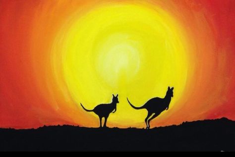 Kangaroos Acrylic painting on canvas Kangaroo Painting Acrylics, Kangaroo Painting, Mother's Day Sketch, Painted Cards, Easy Canvas, Easy Canvas Art, Paint Cards, Aesthetic Painting, Acrylic Painting On Canvas