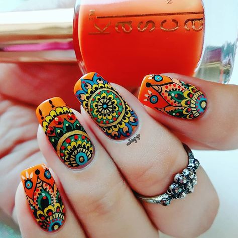 Medieval Braids, Tile Nails, Mandala Nails, Nail Art Printer, Special Nails, Elegant Nail Designs, Pumpkin Nails, Hope You, Classy Acrylic Nails