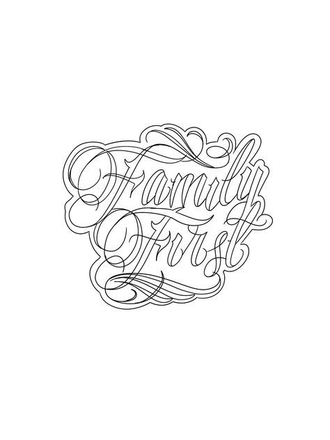 No Family Tattoo, Family Neck Tattoo, Family Hand Tattoos For Men, Family Lettering Tattoo Design, Family First Tattoo Designs, Word Tattoo Designs, Arm Tattoos Black, Family First Tattoo, Simple Hand Tattoos