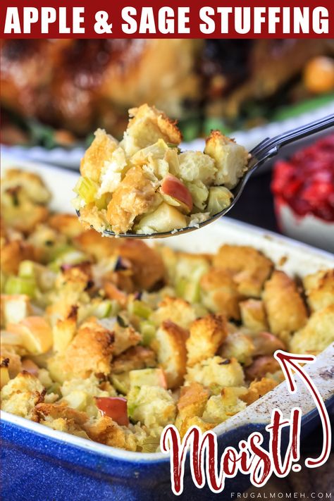 Sage Apple Stuffing, Sage And Apple Stuffing, Apple Onion Stuffing, Fall Stuffing Recipes, Apple Stuffing Recipes Thanksgiving, Turkey Stuffing With Apples, Sage Stuffing Recipes Thanksgiving, Stuffing Recipes Apple, Apple Stuffing Thanksgiving