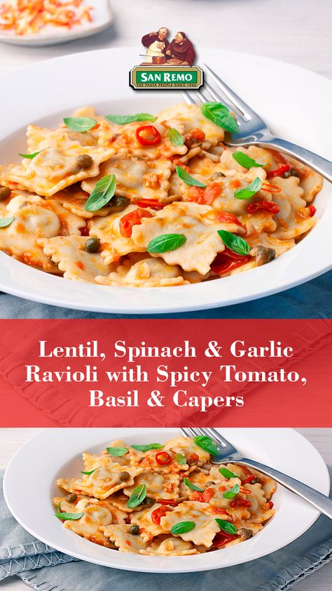 Lentil Spinach, Vegan Lentil, Tomato Basil, Latest Recipe, Pizza Pasta, Convenience Food, Guilty Pleasures, Ravioli, Veggie Recipes