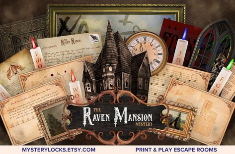 "Create your own thrilling adventure with "The Raven Mansion Mystery" DIY escape room. Unleash your inner detective as you explore intricate puzzles, unravel hidden secrets, and solve the enigma of the mysterious mansion. Perfect for escape room enthusiasts and creative minds, this DIY experience guarantees hours of immersive fun. Bring the excitement of escape rooms into your own home and craft unforgettable memories. Get ready for an exhilarating challenge like no other! #DIYEscapeRoom Escape Room Games, Diy Escape Room, Clue Games, Escape Room Puzzles, Game Diy, Unique Themes, Escape Room Game, Escape Rooms, Fun Adventure