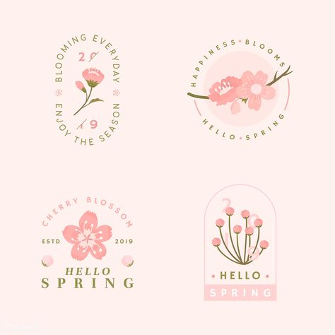 Cherry Logo Design, Blossom Logo Design, Cherry Blossom Logo, Cherry Blossom Illustration, Blossom Logo, Spring Logo, Cherry Blossom Vector, Black Sakura, Blossom Background