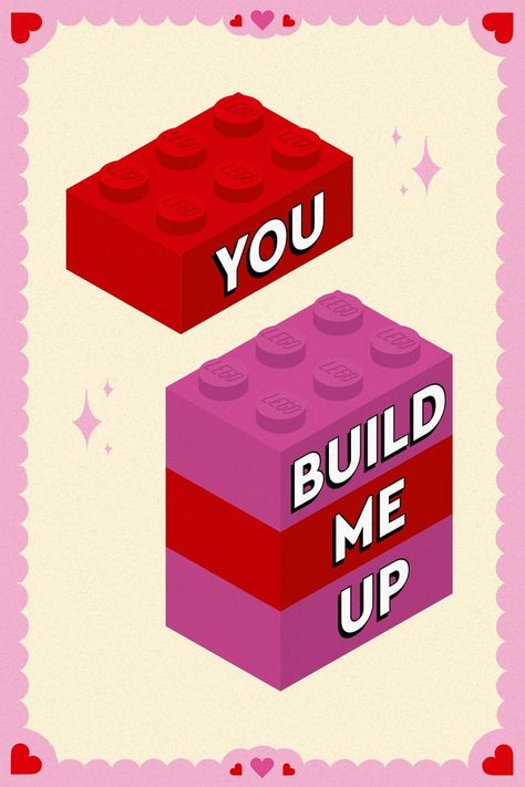 If you're a brick, I'm a brick. 💕 Lego Quotes, Smocking Tutorial, I Love You Honey, Love Collage, Bf Gifts, Creative Gifts For Boyfriend, Cute Couple Gifts, Pun Card, Illustration Quotes