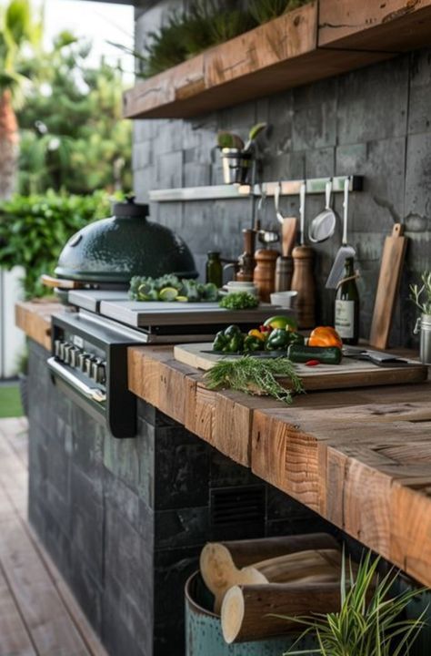 Outdoor Modern Kitchen Design, Outdoor Kitchen On Deck, Garden Kitchen Outdoor, Outdoor Kitchen With Grill, Outside Kitchen Ideas, Small Outdoor Kitchen Design, Luxury Outdoor Kitchen, Modern Outdoor Kitchen, Outside Kitchen