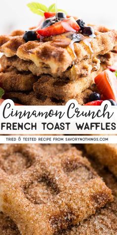 Cinnamon Crunch French Toast, Homemade French Toast Sticks, Easy Homemade French Toast, Pancakes Homemade, Churro French Toast, Homemade French Toast, Easy Waffle Recipe, Cinnamon Waffles, French Toast Waffles