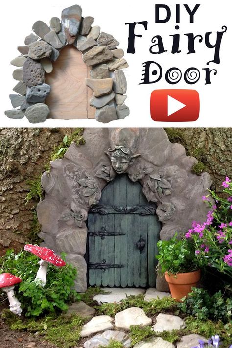 Fairy Garden Door Diy, Clay Fairy Door, Pottery Fairy, Wood Polymer Clay, Faerie Door, Diy Fairy Door, Dollhouse Rooms, Make A Fairy, Fairy Garden Doors