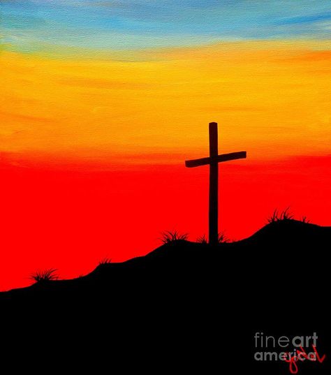 sunset cross Cross Sunset Painting, Sunset With Cross Painting, Painting Ideas On Canvas God, Cross Painting Ideas On Canvas, Western Painting Canvas, Sunflower Drawing Easy, Cross Canvas Paintings, Cross Art Painting, Resurrection Crafts