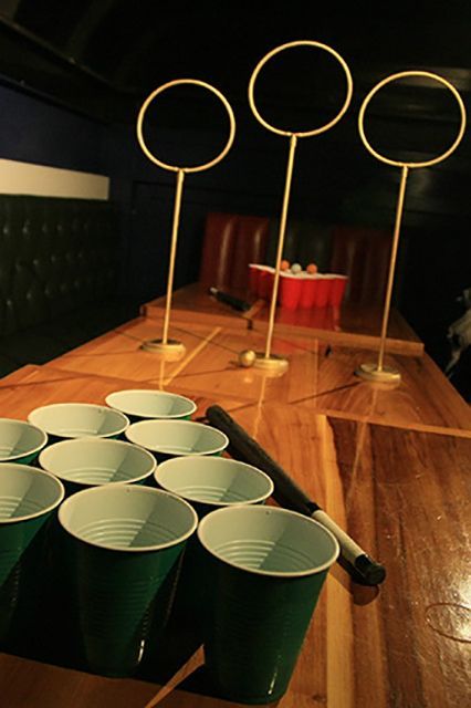 This Harry Potter-themed drinking game is the only plan you need for the weekend Hollywood Cocktails, Quidditch Pong, Hogwarts Halloween, Harry Potter Bachelorette Party, Harry Potter Halloween Party, Cumpleaños Harry Potter, Harry Potter Quidditch, Harry Potter Theme Party, Festa Harry Potter