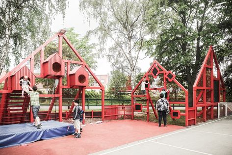 Image 1 of 26 from gallery of Village in the Schoolyard / MUTOPIA. Courtesy of MUTOPIA Yard Architecture, Architecture School, Urban Landscape Design, Kids Garden, Children Park, Playground Design, Yard Project, Urban Furniture, School Yard