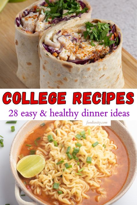 Easy Chicken Recipes For College Students, Cheap College Recipes, College Dorm Meal Ideas, Dorm Room Meal Prep, College Student Lunch Ideas, Super Simple Healthy Meals, College Student Dinner Ideas, Student Recipes Healthy, Easy Dinner Recipes No Oven