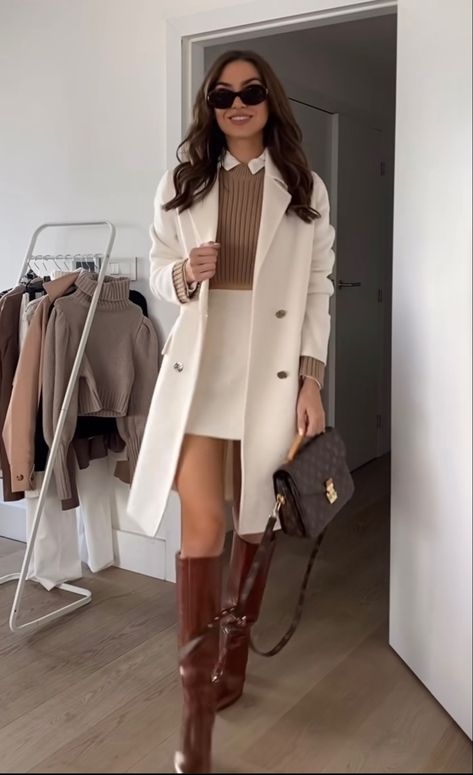 Ig: sophielouisesdiary Sixties Outfits, Sophie Knight, White Skirt Outfits, Outfits Long Sleeve, Thanksgiving Fashion, Outfit Zara, Zara Outfit, Everyday Fashion Outfits, Long Sleeve Knit Sweaters