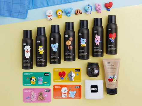 First Look: BT21 Innisfree Limited Edition Collection - Style Vanity Bt21 Makeup Products, Bt21 Skincare, Tata And Cooky, Bt21 Makeup, Bt21 Products, Bt21 Collection, Bts Makeup, Koleksi Makeup, Bts Bag