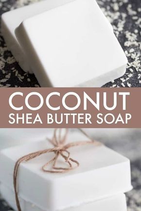 Coconut Shea Butter Soap - Making your own soap couldn't be any easier! This Coconut Shea Butter Soap smells heavenly and feels luxurious on your skin. Homemade Soap Bars, Savon Diy, Diy Soap Bars, Easy Soap Recipes, Diy Soap Recipe, Săpunuri Handmade, Handmade Soap Recipes, Coconut Soap, Soap Making Recipes