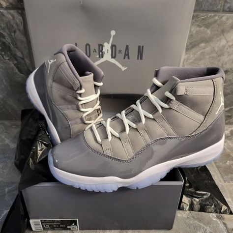 J11 Air Jordans, Jordan 11 Cool Grey Outfit, Jordan 11 Grey, Air Jordan 11 Cool Grey, Jordan 11 Cool Grey, Nike Shoes Women Fashion, Jordan 11s, Grey Jordans, Pretty Sneakers