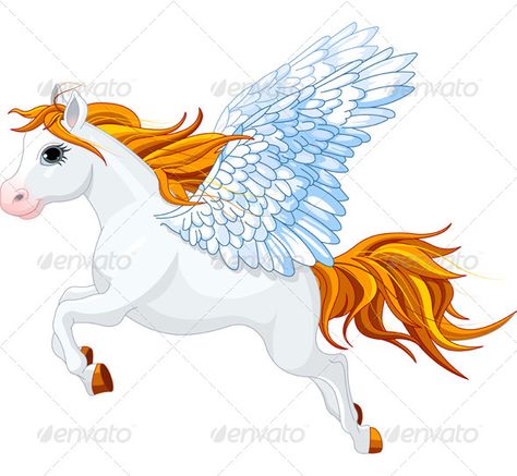 Pegasus Horse With Wings, Pony Tale, Cartoon Horse, Greek Mythology Gods, Winged Horse, Free Vector Illustration, Free Cartoons, Animal Clipart, Free Illustrations