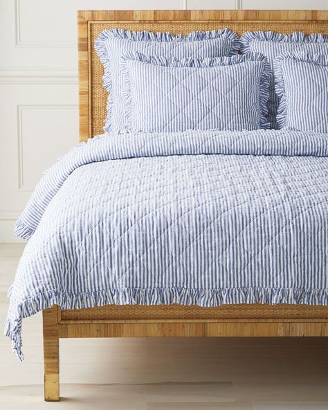 Nantucket Stripe Sham in 2022 | Striped quilt, Luxury bedding, Blue rooms Goose Down Pillows, Luxury Quilts, Linen Sheet Sets, Striped Quilt, Luxury Bedding Collections, Nautical Stripes, Serena And Lily, Striped Sheets, Linen Quilt