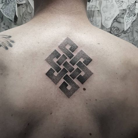 Endless Knot Tattoo, Sacred Geometric Tattoo, Small Symbol Tattoos, Endless Knot, Knot Tattoo, Blackout Tattoo, Mandala Tattoo Design, Symbol Tattoos, Tattoo Pattern