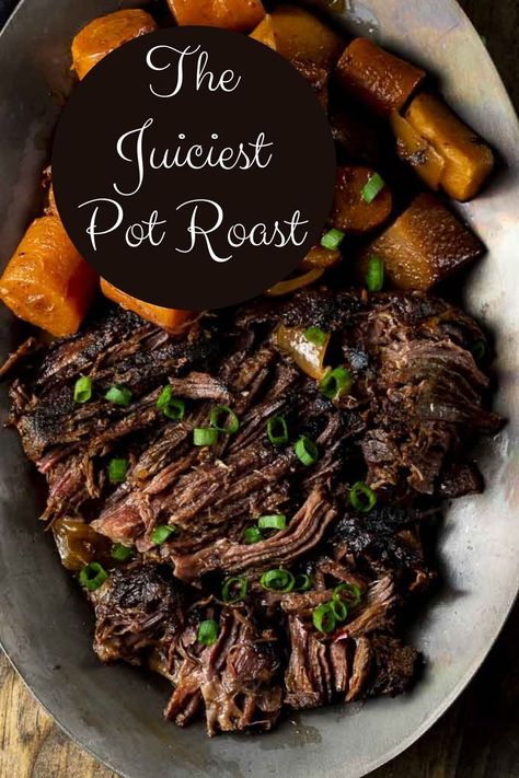 Braised Beef Recipes, Garlic Carrots, Pot Roast Recipe, Best Beef Recipes, Beef Pot Roast, Crockpot Dinners, Pot Roast Slow Cooker, Hearty Meal, Carrots And Potatoes