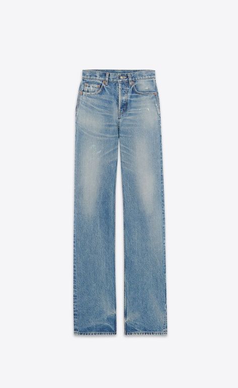 Long straight jeans in charlotte blue denim | Saint Laurent | YSL.com Ysl Jeans, Long Straight Jeans, Jeans Png, Fashion Show Videos, Water Fashion, Saint Laurent Jeans, Pants Collection, Digital Closet, Summer 2025