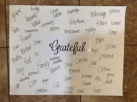 We had a great Thanksgiving activity yesterday.  We started out by making a gratitude board.  The girls all said things they were grateful f... Activity Day Ideas, Mutual Activities, Gratitude Board, Thanksgiving Lessons, Activity Day Girls, Thanksgiving Activity, Thanksgiving Gratitude, Yw Activities, November Activities