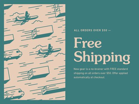 Illustrated pattern for an upcoming shipping promotion. Thought it'd be rad to… Free Shipping Graphic, Free Shipping Email, Fb Banner, Brand Palette, Retail Signage, Email Design Inspiration, Newsletter Design, Catalog Design, Email Design