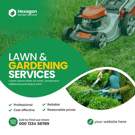 Lawn mower gardening service social media instagram facebook post#pikbest#templates Facebook Ads Design, Facebook Post Design, Garden Works, Lawn Service, Instagram Banner, Garden Services, Facebook Post, Landscape Poster, Social Media Facebook