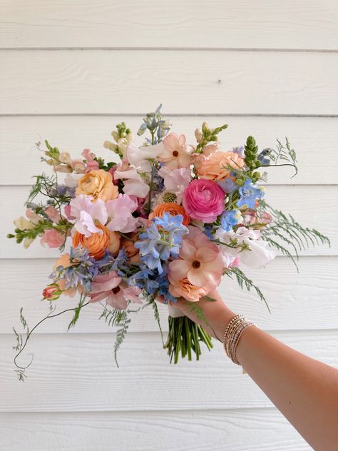 Colourful Bridal Bouquet, Colorful Bridal Bouquet, Prom Bouquet, Bridal Bouquet Flowers, Boquette Flowers, Prom Flowers, Bright Wedding, Wedding 2024, Garden Party Wedding