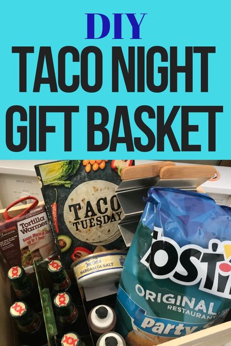 Mexican Food Gift Basket Ideas, Taco Night Basket, Taco Night Gift Basket, Dinner Gift Basket, Pulled Pork Carnitas, Oven Tacos, Bbq Tacos, Food Gift Basket, Theme Baskets