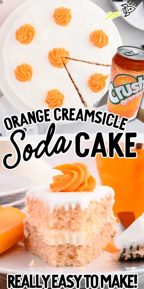 Recipes With White Cake Mix, Creamsicle Poke Cake, Soda Cake Recipe, Creamsicle Cake, Soda Cake, Orange Jello, Creamy Pudding, Poke Cake Recipes, Vanilla Cake Mixes