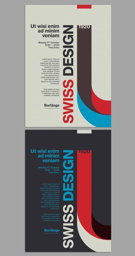 Swiss-Style Poster Template for Adobe Illustrator Swiss Editorial Design, Swiss Style Website, Creative List Design, Swiss Style Typography, Swiss Grid Design, Swiss Style Design, Utilitarian Graphic Design, Swiss Typography Poster, Swiss Design Layout