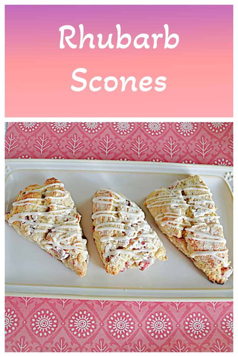 Looking for a delicious afternoon snack? Rhubarb Scones are sweet, tart, and totally tasty. #scones #rhubarb #easyrecipes | Scone Recipe | Rhubarb Recipes | Easy Recipes Sourdough Rhubarb Scones, Rhubarb Recipes Easy, Buttery Scones, Rhubarb Scones, Ice Cream Muffins, Homemade Quiche, Rhubarb Bread, Oat Scones, Fudge Cake Recipe