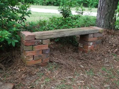 DIY Ideas With Bricks - Brick Outdoor Bench - Home Decor and Creative Do It Yourself Projects to Make With Bricks - Ideas for Patio, Walkway, Fireplace, Firepit, Mantle, Grill and Art - Inexpensive Decoration Tutorials With Step By Step Instruction for Brick DIY http://diyjoy.com/diy-ideas-bricks Brick Garden Entrance, Chicken Wire Cloche Diy, Fairy Fruit, Fruit Forest, Garden Bench Plans, Garden Bench Diy, Prayer Garden, Jardim Diy, Brick Garden