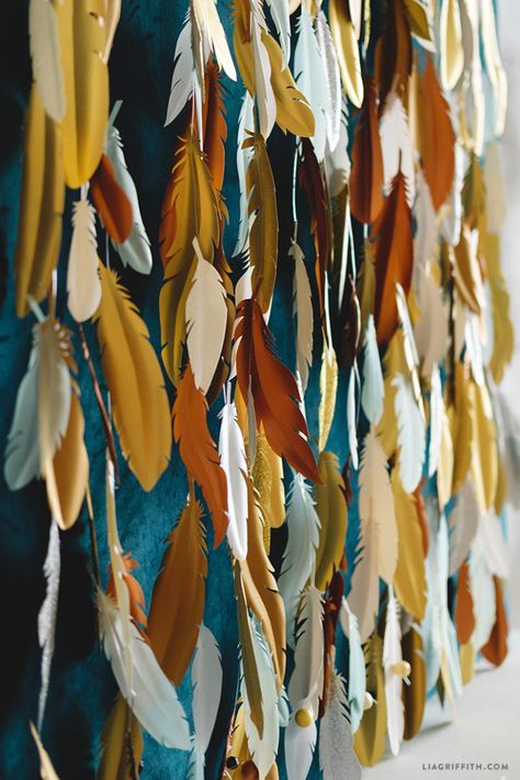 Make a Paper Feather Backdrop | DIY Photo Backdrop Native American Party Decorations, Choctaw Wedding, Budget Living Rooms, Feather Backdrop, Baby Shower Favors For Boys, Heather Ideas, Diy Backdrops, Best Baby Shower Favors, Diy Photo Backdrop